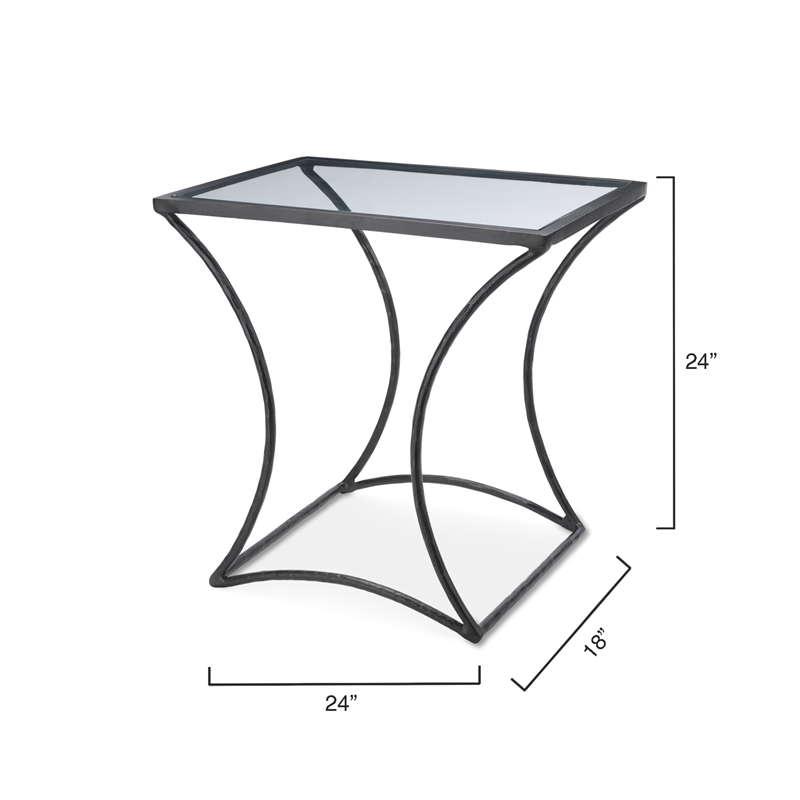 J&D Designs Co Kai Transitional Metal & Glass Side Table in Black/Clear