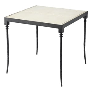 Jamie Young Co Nevado Saber Leg Leather & Iron Side Table in Off White/Black