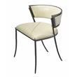 J&D Designs Co Nevado Curved Back Leather & Iron Chair in Off White/Black