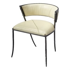 J&D Designs Co Nevado Curved Back Leather & Iron Chair in Off White/Black