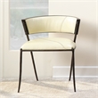 J&D Designs Co Nevado Curved Back Leather & Iron Chair in Off White/Black