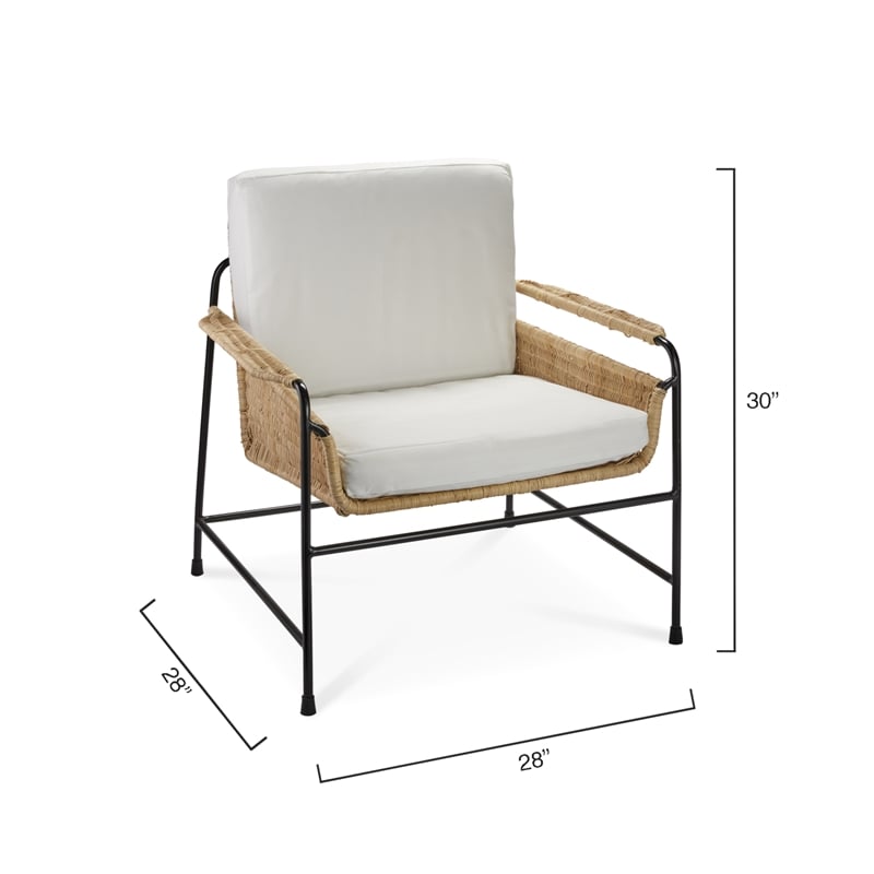 Jamie Young Co Palermo Rattan & Steel Lounge Chair in Natural/Black/Off White