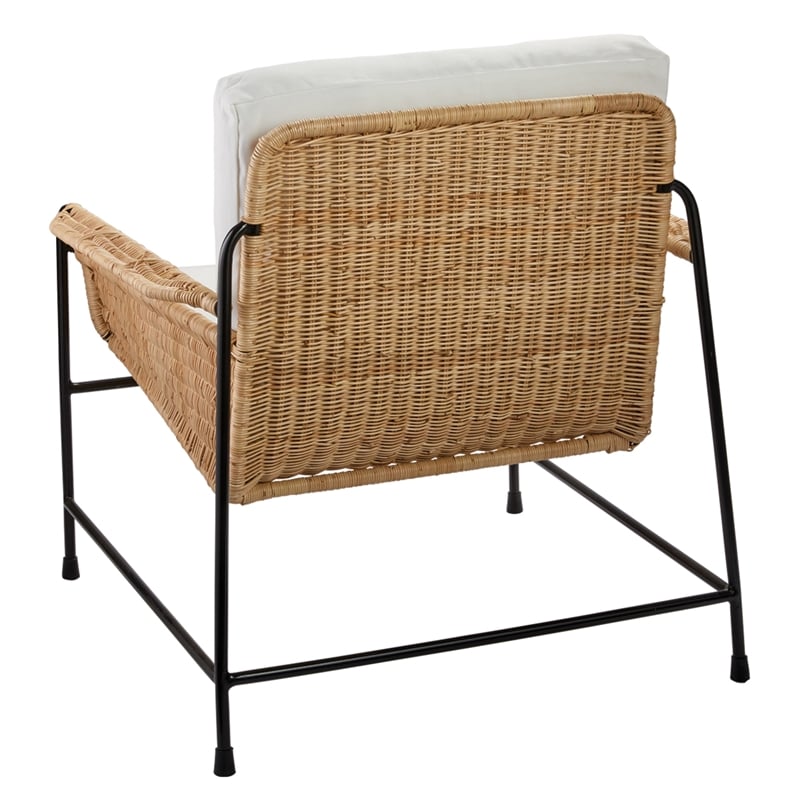 Jamie Young Co Palermo Rattan & Steel Lounge Chair in Natural/Black/Off White