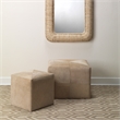 J&D Designs Co Pinstriped Square Modern Hair on Hide Leather Ottoman in Cream