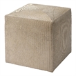 J&D Designs Co Pinstriped Square Modern Hair on Hide Leather Ottoman in Cream