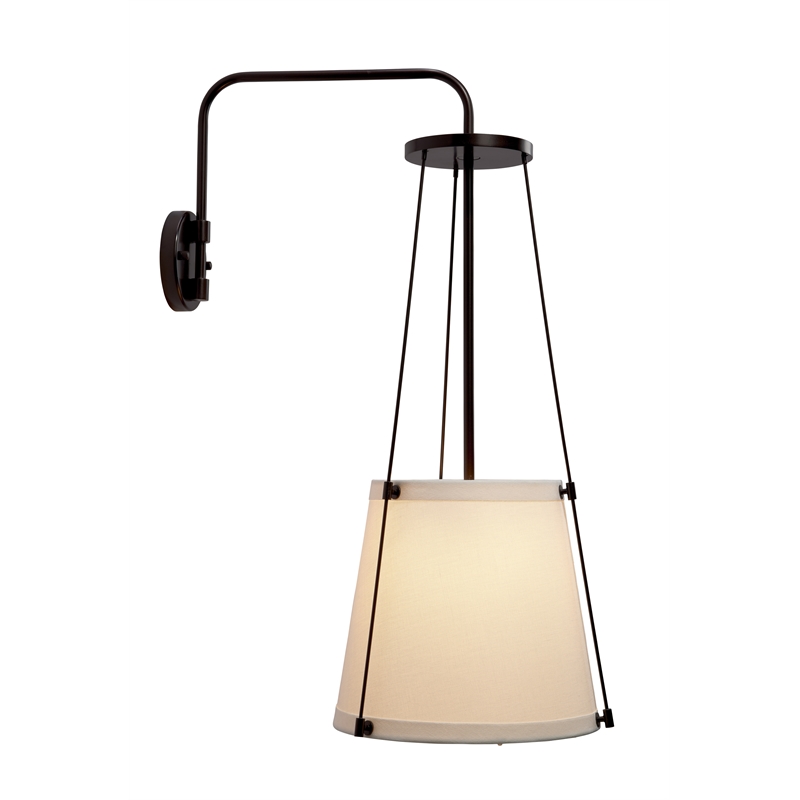 J&D Designs Co California 1-Light Metal & Linen Wall Sconce in Bronze/Off White