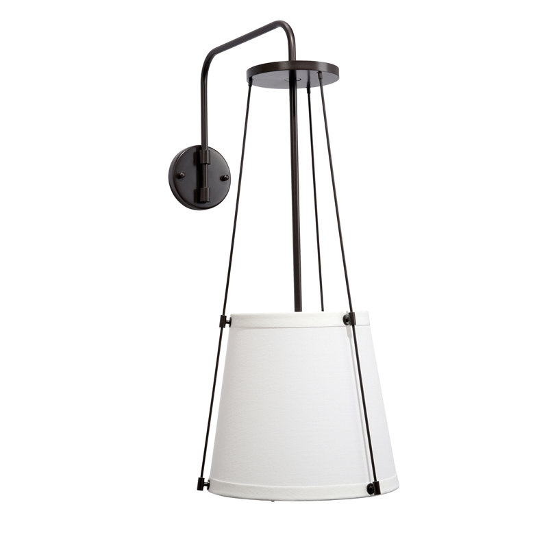 J&D Designs Co California 1-Light Metal & Linen Wall Sconce in Bronze/Off White