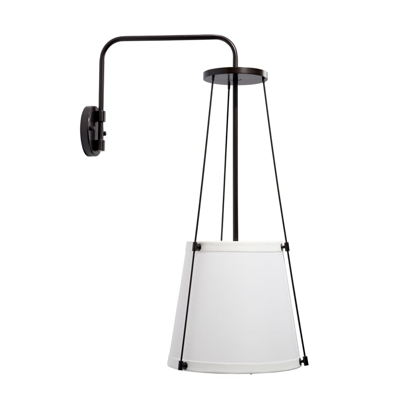 J&D Designs Co California 1-Light Metal & Linen Wall Sconce in Bronze/Off White