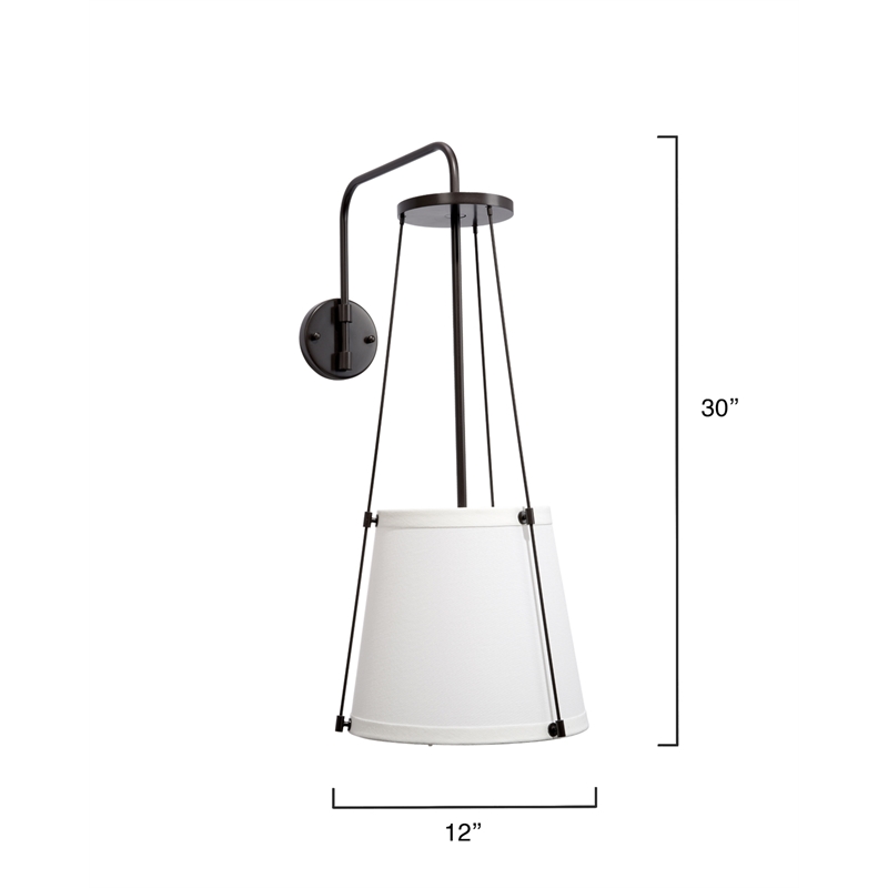 J&D Designs Co California 1-Light Metal & Linen Wall Sconce in Bronze/Off White