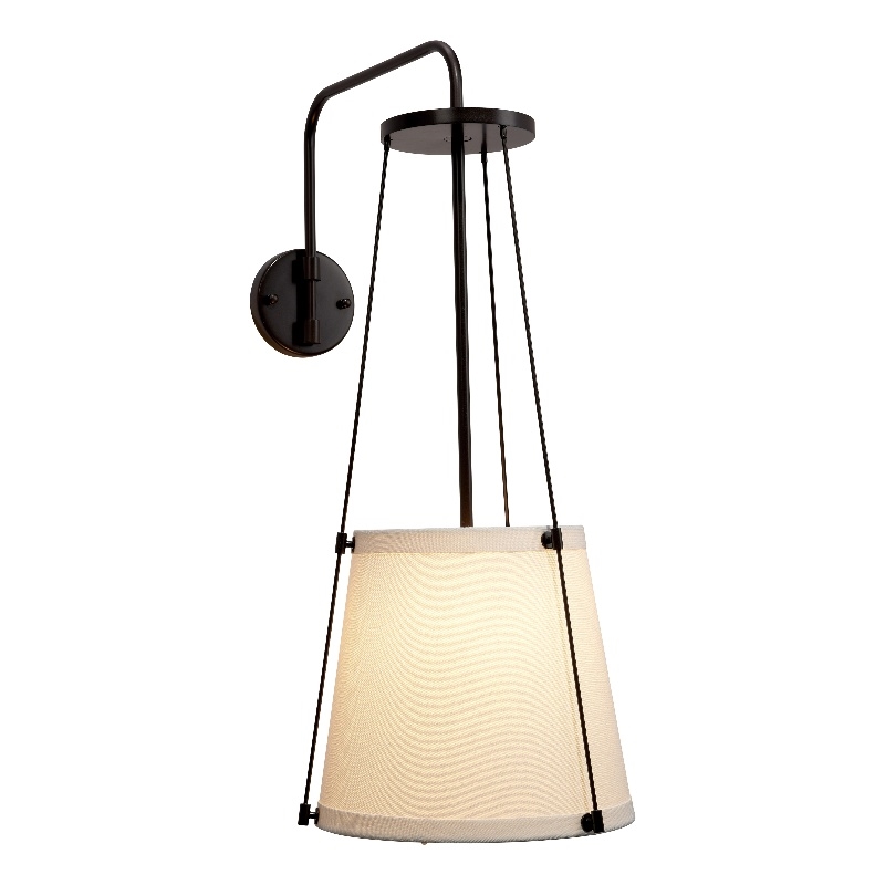 J&D Designs Co California 1-Light Metal & Linen Wall Sconce in Bronze/Off White