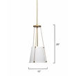 J&D Designs Co California 1-Light Metal & Linen Pendant in Brass/Off White