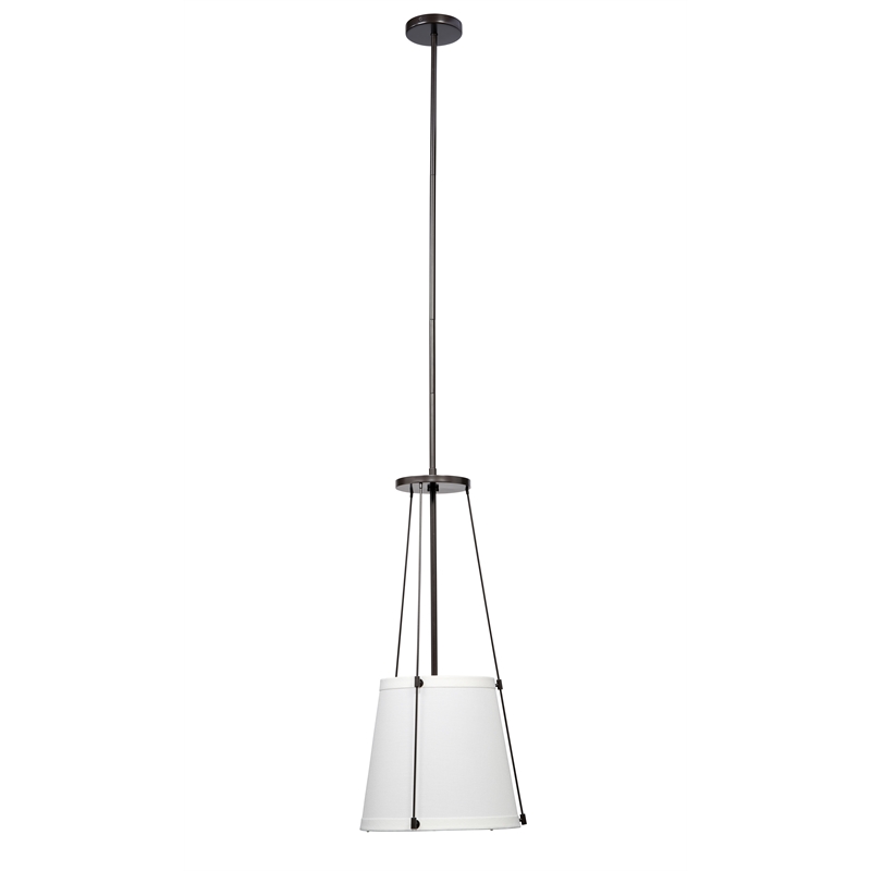 J&D Designs Co California 1-Light Metal & Linen Pendant in Bronze/Off White