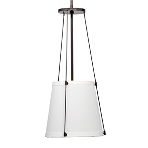 J&D Designs Co California 1-Light Metal & Linen Pendant in Bronze/Off White