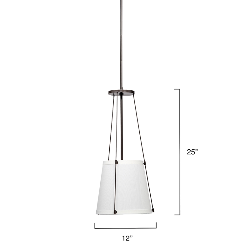 J&D Designs Co California 1-Light Metal & Linen Pendant in Bronze/Off White