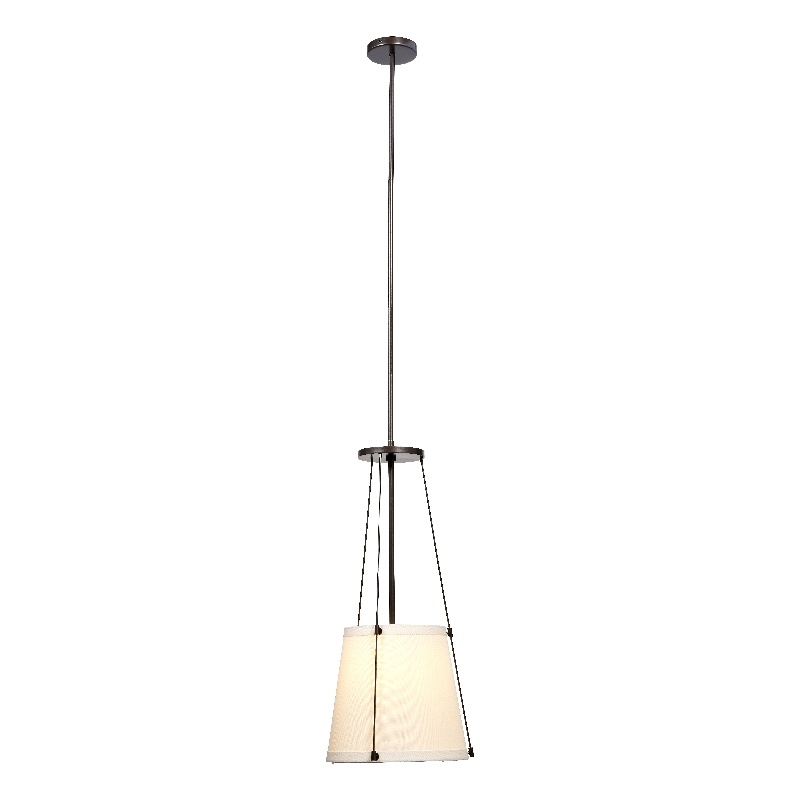 J&D Designs Co California 1-Light Metal & Linen Pendant in Bronze/Off White