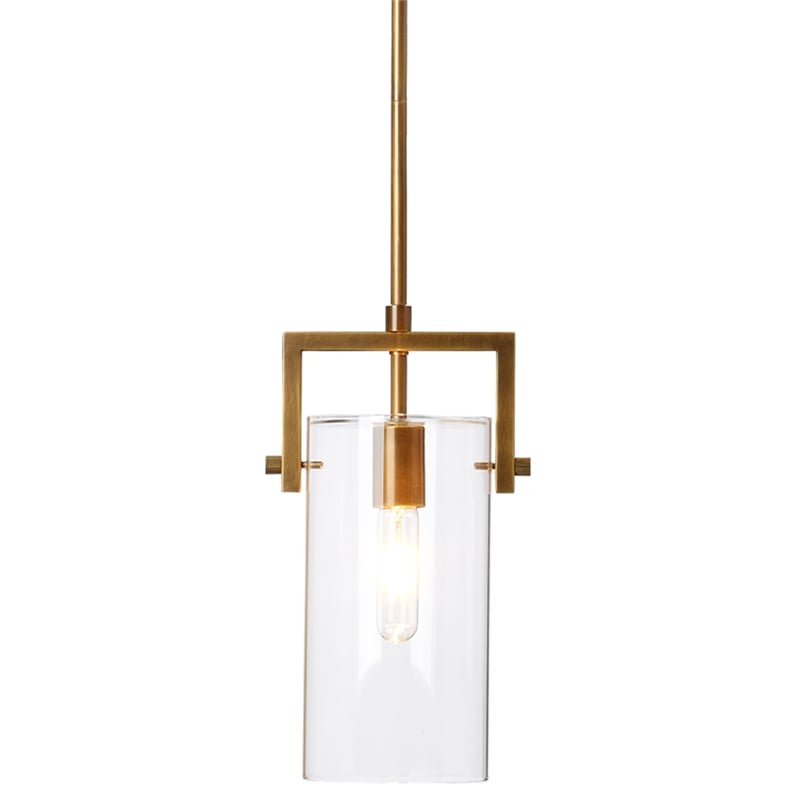 J&D Designs Co Cambrai 1-Light Metal & Glass Small Pendant in Brass/Clear