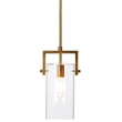 J&D Designs Co Cambrai 1-Light Metal & Glass Small Pendant in Brass/Clear