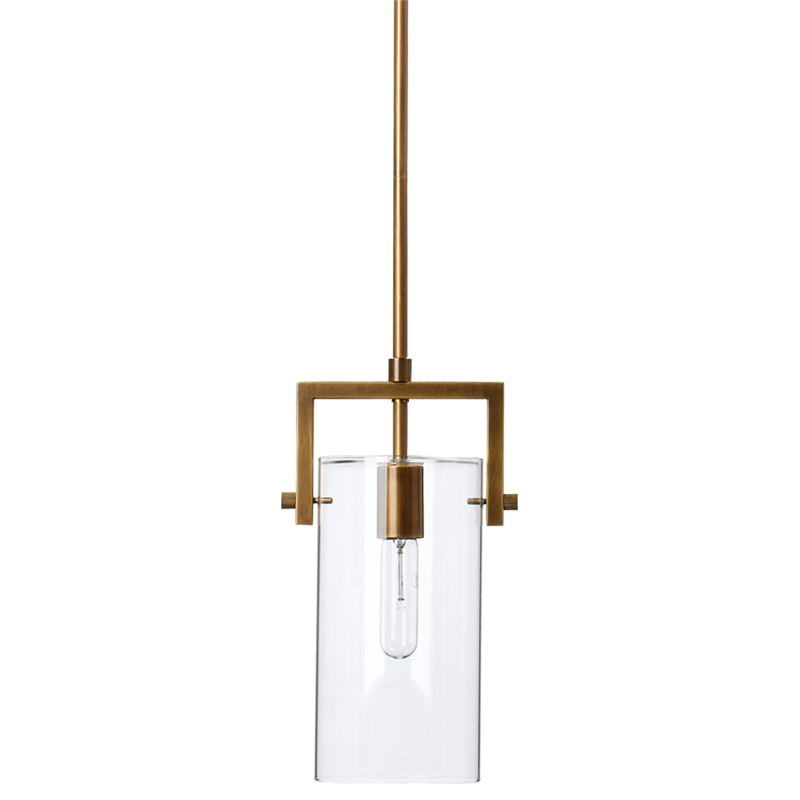 J&D Designs Co Cambrai 1-Light Metal & Glass Small Pendant in Brass/Clear