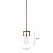J&D Designs Co Cambrai 1-Light Metal & Glass Small Pendant in Brass/Clear