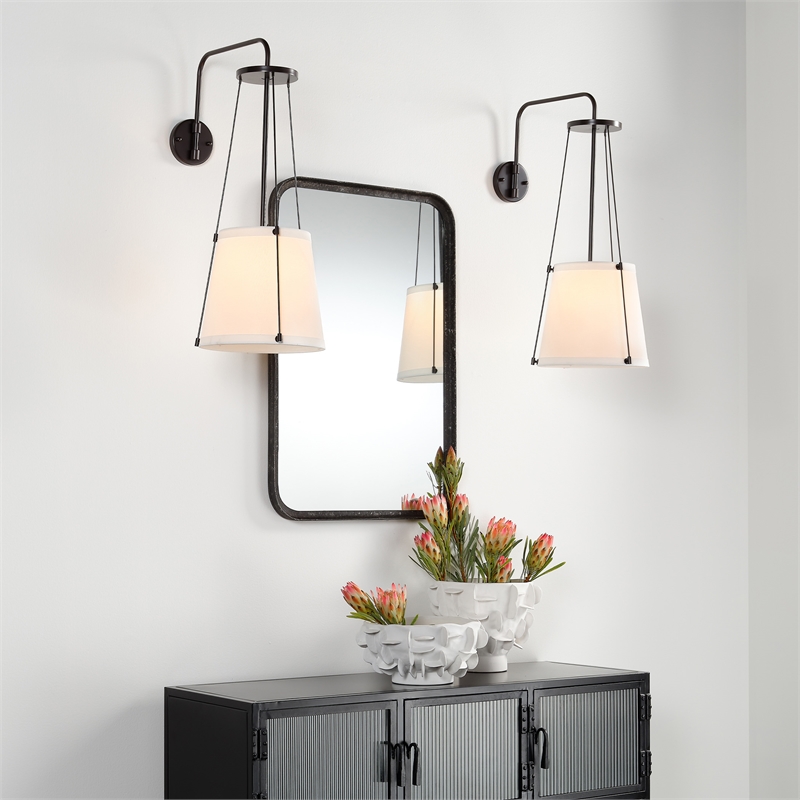 J&D Designs Co Principle Transitional Iron Metal Vanity Mirror in Black