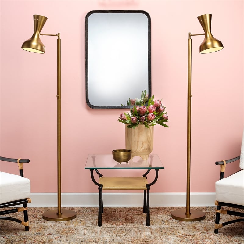 J&D Designs Co Principle Transitional Iron Metal Vanity Mirror in Black