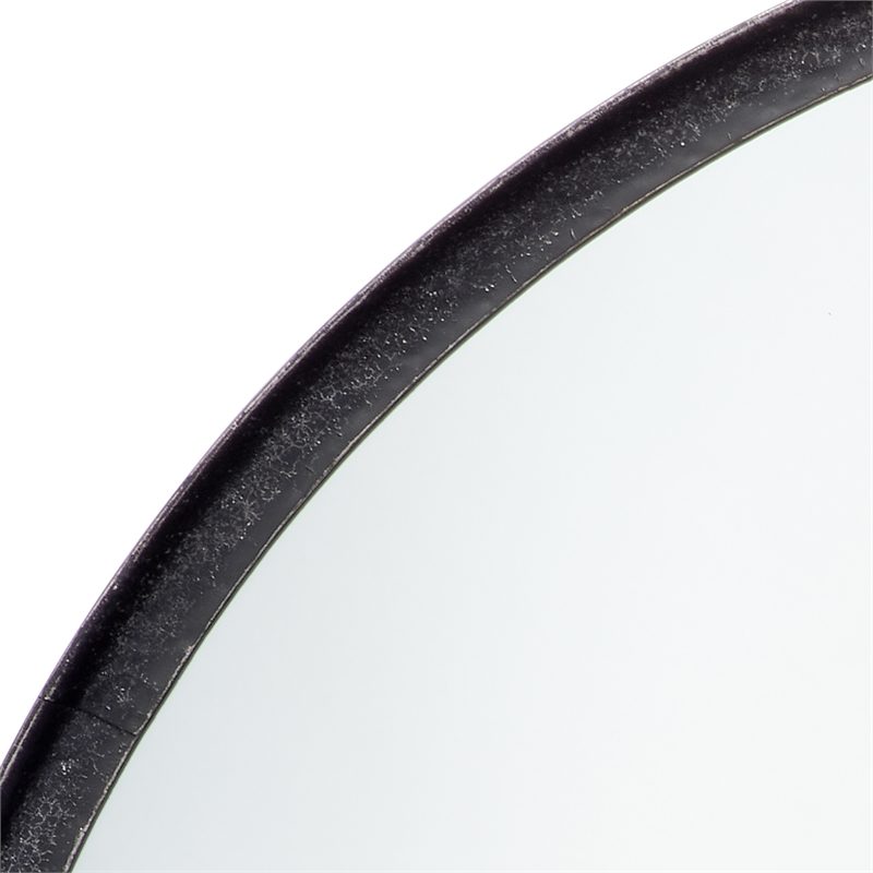 J&D Designs Co Refined Round Transitional Iron Metal Wall Mirror in Black