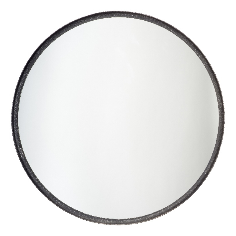 J&D Designs Co Refined Round Transitional Iron Metal Wall Mirror in Black