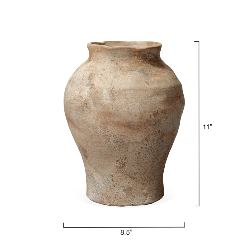 J&D Designs Co Grove Coastal Ceramic Decorative Vase in Hazelnut Brown