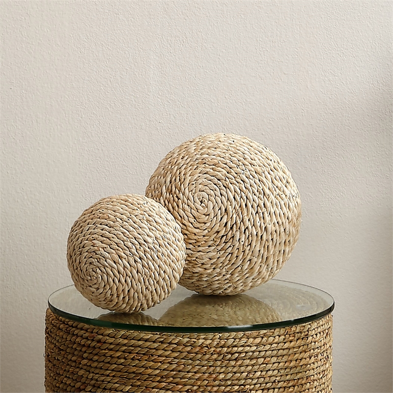 J&D Designs Co Malibu Corn Straw Rattan Decorative Balls in Natural (Set of 3)