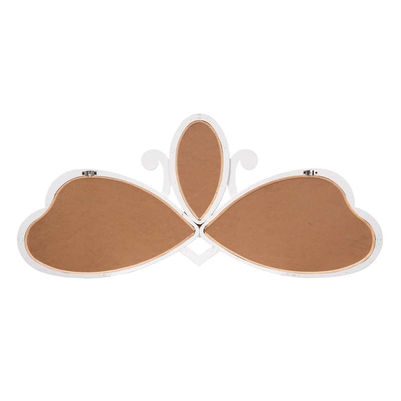 J&D Designs Scroll Transitional Engineered Wood/Metal Accent Mirror in White
