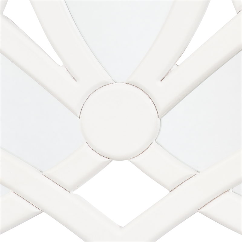 J&D Designs Scroll Transitional Engineered Wood/Metal Accent Mirror in White