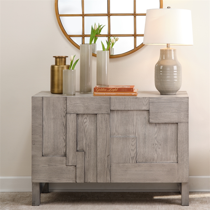 J&D Designs Context Two-Door Engineered Wood Accent Chest in Gray Wash