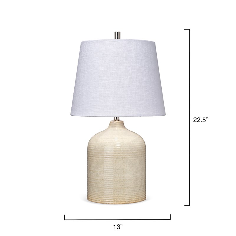 J&D Designs Au Lait Modern Ceramic & Metal Table Lamp in Tan/White