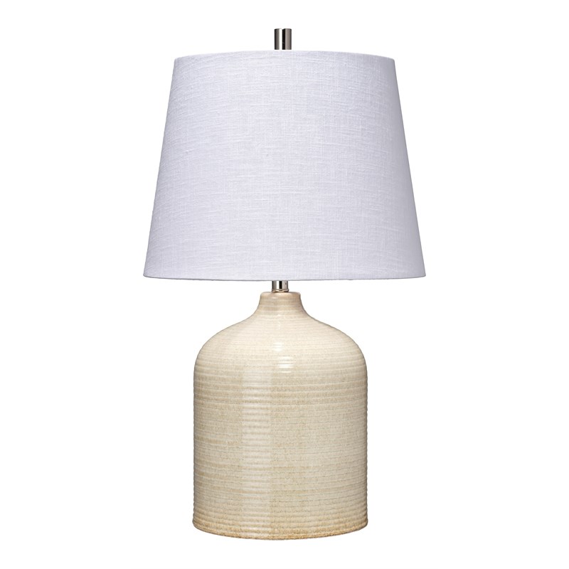 J&D Designs Au Lait Modern Ceramic & Metal Table Lamp in Tan/White