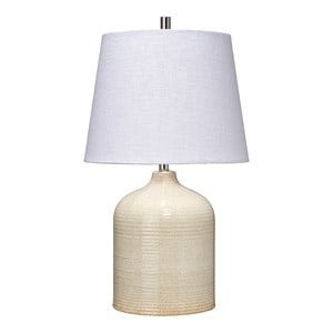 j&d designs au lait modern ceramic & metal table lamp in tan/white
