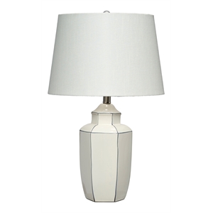 j&d designs outline traditional ceramic & metal table lamp in white/off white