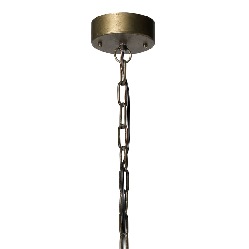 J&D Designs Nazas 1-Light Farmhouse Rattan & Iron Metal Pendant in Antique Brass