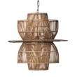 J&D Designs Nazas 1-Light Farmhouse Rattan & Iron Metal Pendant in Antique Brass