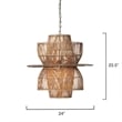 J&D Designs Nazas 1-Light Farmhouse Rattan & Iron Metal Pendant in Antique Brass