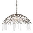J&D Designs Vine 1-Light Modern Glass & Iron Metal Pendant in Antique Brass