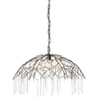 J&D Designs Vine 1-Light Modern Glass & Iron Metal Pendant in Antique Brass