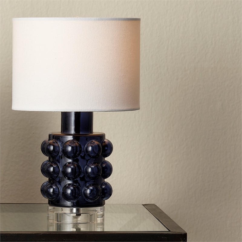 J&D Designs Seltzer Modern Blown Glass & Acrylic Table Lamp in Blue/Off White