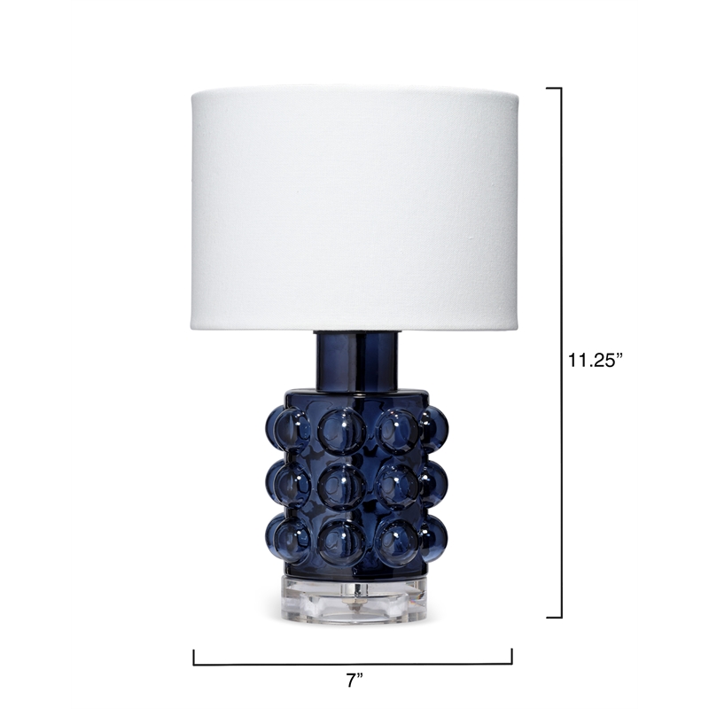 J&D Designs Seltzer Modern Blown Glass & Acrylic Table Lamp in Blue/Off White