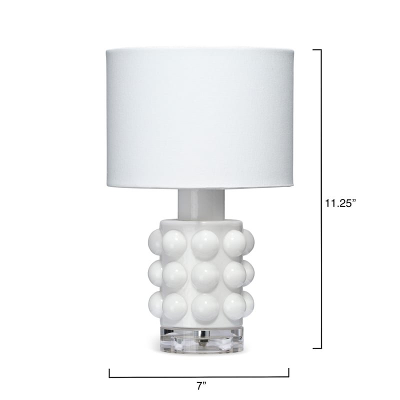 J&D Designs Seltzer Modern Blown Glass & Acrylic Table Lamp in White/Off White