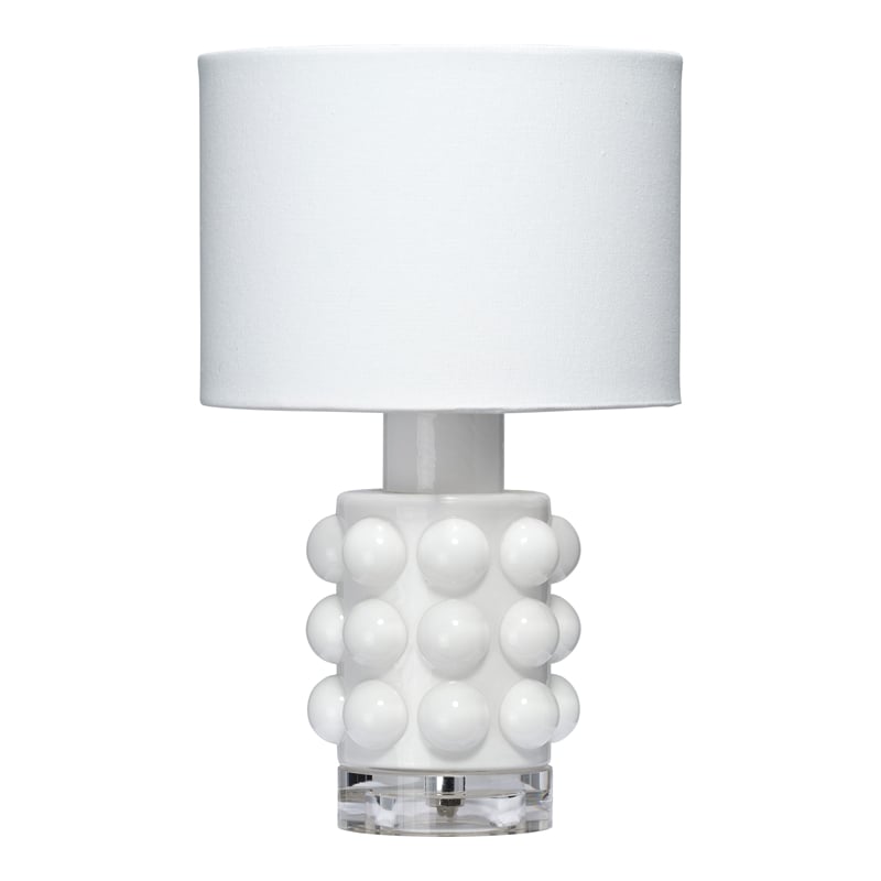 J&D Designs Seltzer Modern Blown Glass & Acrylic Table Lamp in White/Off White