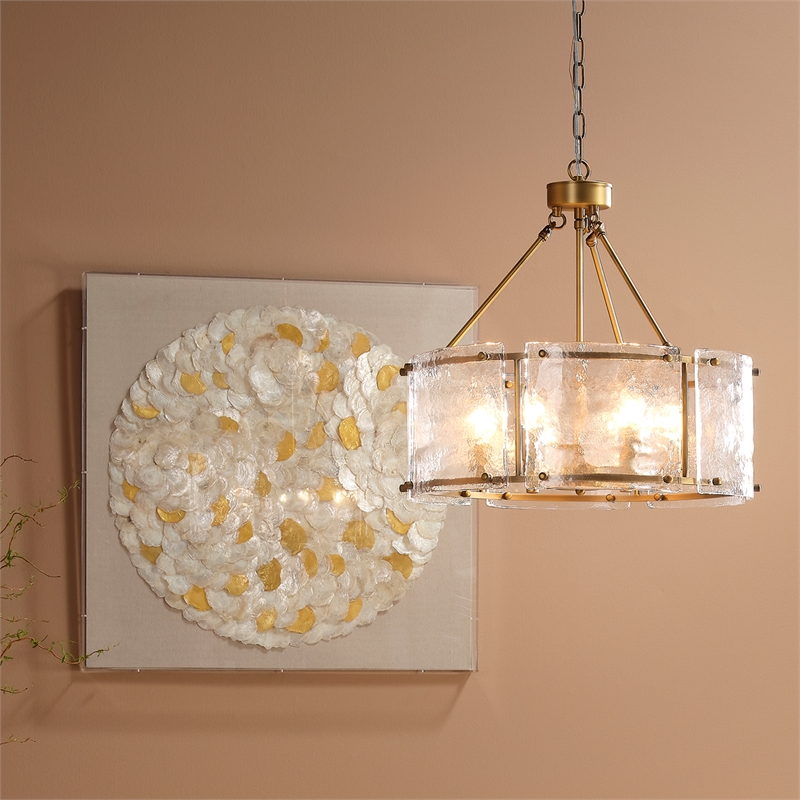 J&D Designs Co Glenn Large Round Metal Chandelier In Antique Brass
