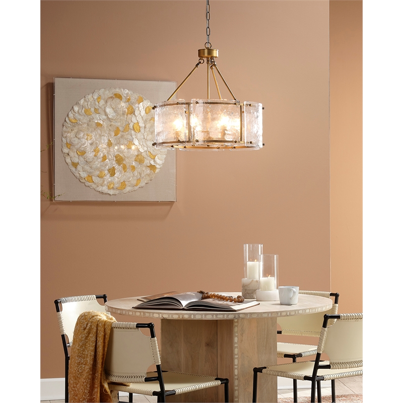 J&D Designs Co Glenn Large Round Metal Chandelier In Antique Brass