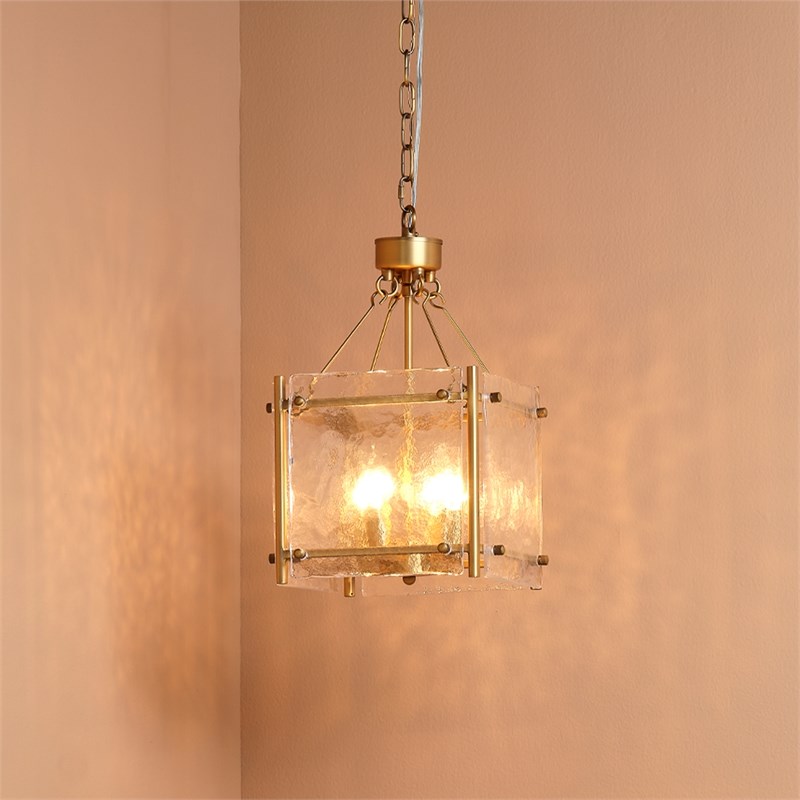 J&D Designs Co Glenn Small Square Metal Chandelier In Antique Brass