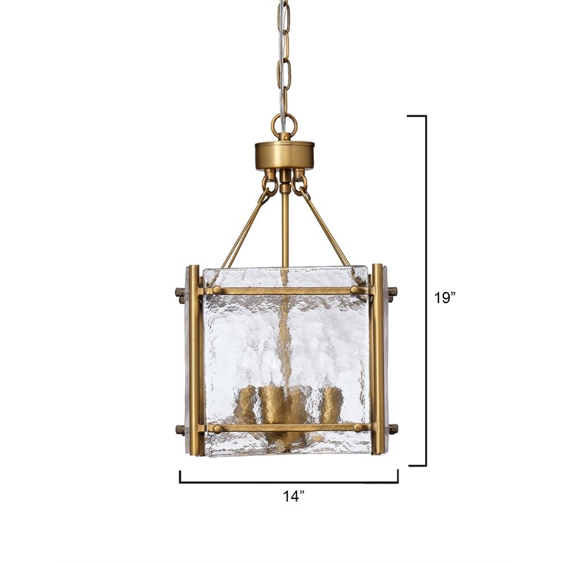 J&D Designs Co Glenn Small Square Metal Chandelier In Antique Brass