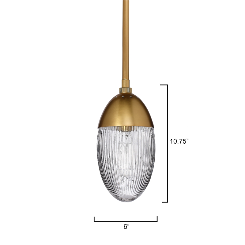 J&D Designs Co Whitworth Metal & Glass Small Pendant in Antique Brass